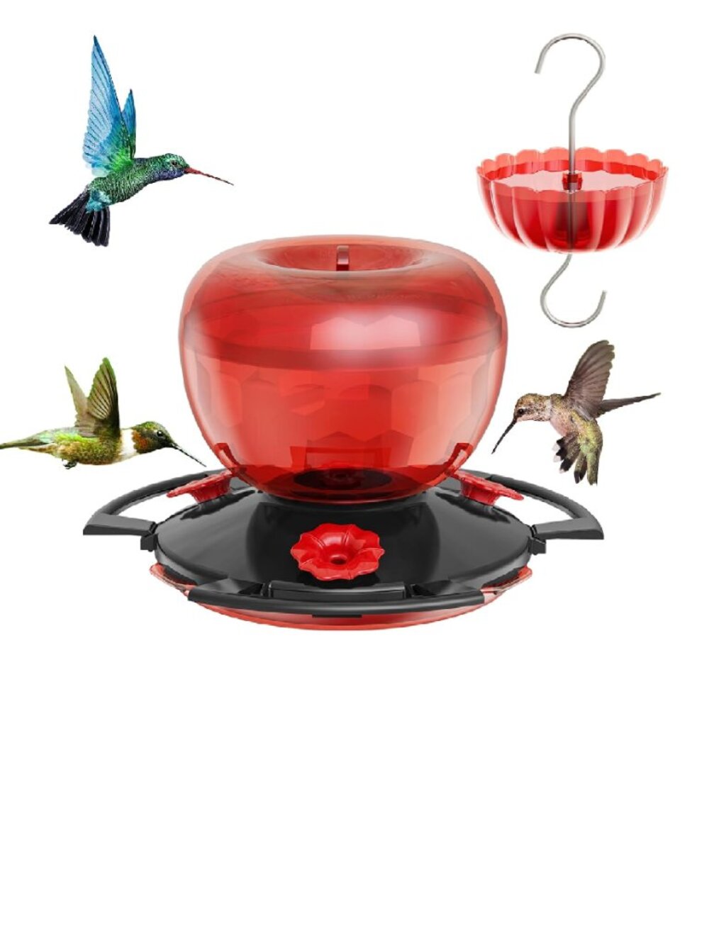 Hummingbird Feeders for Outdoors with Ant Moat, 10 oz Hanging Nectar Feeder, Dec